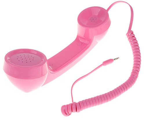 F Fityle Retro Handyhörer für Smartphone und Handy Tablet, klassischen Telefonhörer, Rosa