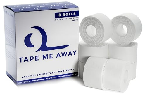 Tape Me Away Athletic Tape – 8er-Pack – Baumwoll-Stützband – leicht abreißbare Kanten – starke Klebrigkeit – 3,8 cm breit, 10 m lang