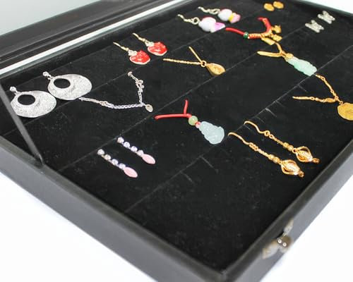 Schmuckkasten Schmucklade Schaukasten Schmuckdisplay mit Glasdeckel schwarz (für Ohrringe Anhänger)