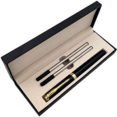 Accod Rollerball Pen Office Signature Pen with 2 Black Refills(0.5mm)Nice for Friend Classmates Family and Colleagues(Black #2)