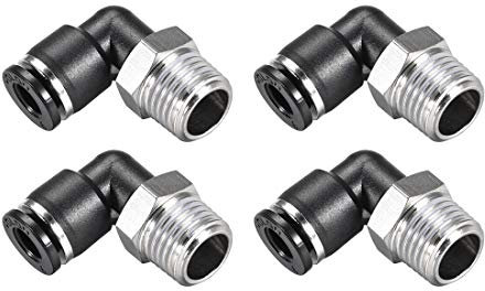 sourcing map 4Stk. Drücken zur Rohrverschraubung Fitting Außen Ellbogen 6mm Rohr OD X 1/4 NPT Gewinde Pneumatische Luftdruck Verriegelung