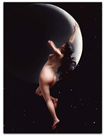Kunstdruck Poster - Luis Ricardo Falero Mond Nymphe 40x60 cm ca. A2 - Alte Meister Bild ohne Rahmen