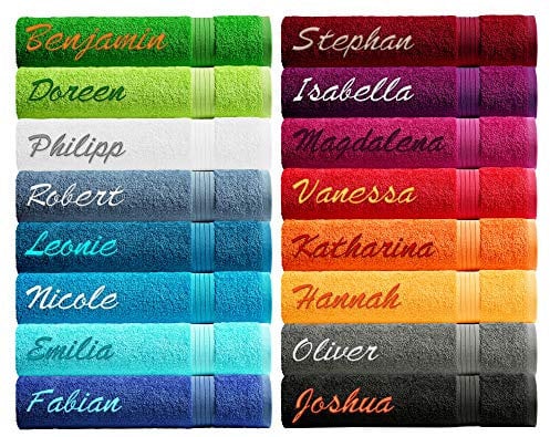 Lashuma Saunatuch Bestickt mit Namen Blau - Petrol, Linz Badehandtuch groß 100x20cm, Frottee
