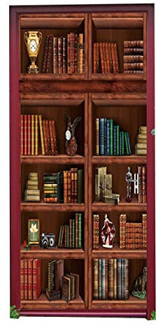 izielad 3D Bücherregal Tür Wandbild Tapete Aufkleber Vinyl Abnehmbare Abziehbilder für die Inneneinrichtung 77X200CM