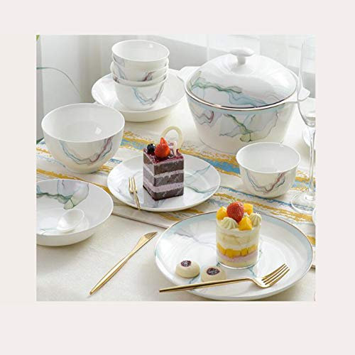 Crockery Dinnerware Set Serving Dish Dessert Plate Enamel Glazed Bone Tableware Contracted Europe Type Style Be Used to Steam Box Microwave Oven,A
