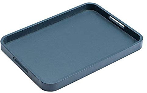 Cabilock Plateau de service en bois avec poignées - Set de thé décoratif - Plateau de table basse - Assiette plate rectangulaire pour pain, thé, café, fruits, snack