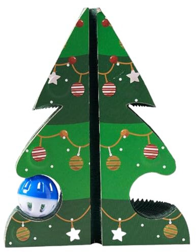 Catver de Gato de árbol de Navidad, Tablero de rasguños de Gato de órgano mágico con Bola de Campana, Poste de rascado de Gato portátil para Relajarse, Jugar