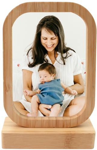 MEGAUK Schieferplatte mit Foto Bedrucken Lassen - Personalisiert Fotodruck Holz Bildrahmen mit Ständer - Bedruckte Schiefertafel mit Bild Wunsch-Foto - Fotogeschenk Selbst Gestalten