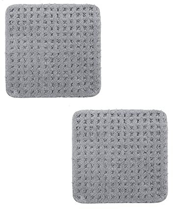 PANA® Flauschiger Badvorleger (2er Set) • Flauschige und rutschfeste Badematten • Weiche Mikrofasern • Kleiner Badteppich im 2er Pack • Größe: 45 x 45 cm • Farbe: Grau