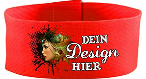 Klett Armbinde 5 cm personalisiert mit deinem Wunschtext oder Logo (Farbe rot) (Gr. 3XL - 35-45 cm)