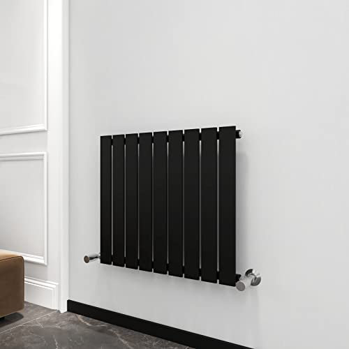 Radiator Horizontal Vertical Designer Flat Panel Central Heating Radiator 600mm Height (600x612mm Single, Black)