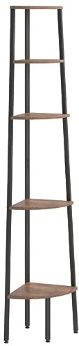 vidaXL Eckregal mit 5 Böden Dunkelbraun und Schwarz 45,5x31,5x180 cm, Standregal, Regal, Lagerregal, Bücherregal, Aufbewahrungsregal, Eck-Bücherregal