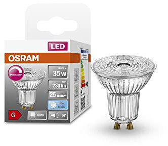 OSRAM Superstar Reflektorlampe für GU10-Sockel, klares Glas ,Warmweiß (2700K), 230 Lumen, Ersatz für herkömmliche 35W-Leuchtmittel, dimmbar, 6-er Pack