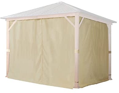 4 Seitenteile für Gartenpavillon Forest Superior 3x3 m - Polyester ca. 180 g/m² - mit Reißverschluss - Champagner