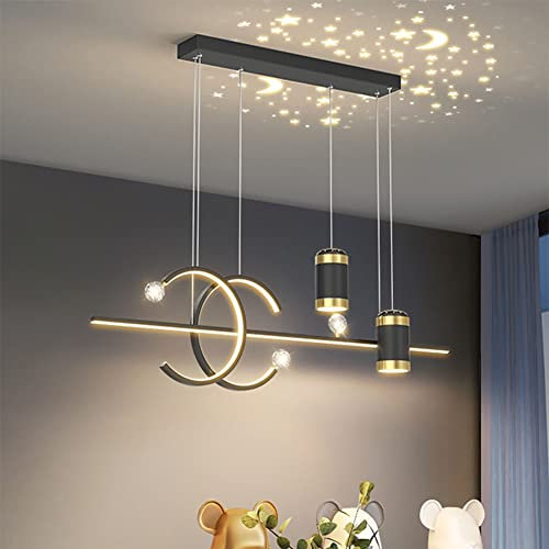 LED Pendelleuchte Esstisch Hängelampe Esszimmerlampe Dimmbar Esszimmer hängend Lampe 45W Modern Design Decke Deko Esstischlampe Hängeleuchte mit Fernbedienung für Wohnzimmer Küchenlampe (Schwarz)