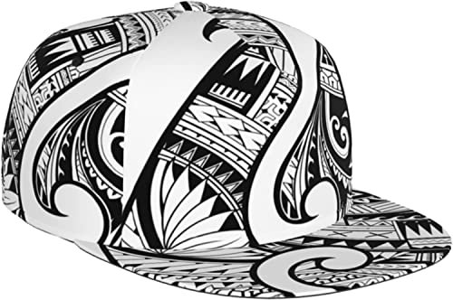 LOUJIN Bedruckte Baseballkappe Haken Maori Ethno Tattoo Symbolisch Fisch Cool Männer Hut Schwarz, Fotofarbe, One size