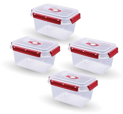 Bestlivings Frischhaltebox 1,5L - Lunchbox im Set Rot - 4er Pack (4 Stück)