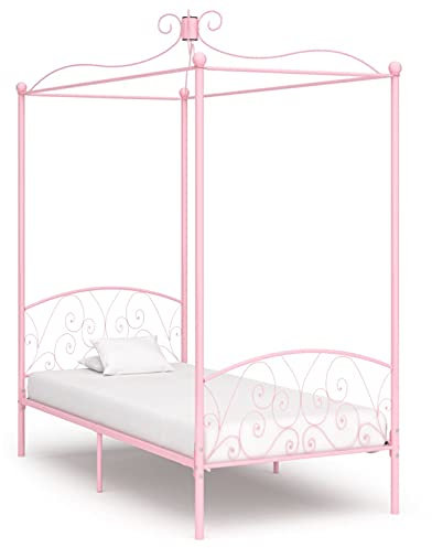 BaraSh Himmelbett-Gestell Rosa Metall 90 x 200 cm Himmelstange Klemmen Betthimmel Stange Himmelbett Gestell Moskitonetz Halterung Bett