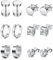 XOEMEL 6 Paar Ohrringe Set für Herren Hypoallergen Ohrstecker Chirurgenstahl Ohrstecker Schwarz Ohrringe für Mehrere Ohrlöcher Zirkonia Creolen Ohrstecker Set Tragus piercing Silber für Herren Damen