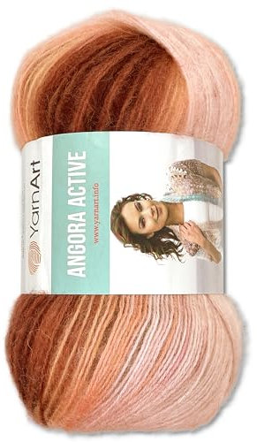 Frida's Wollhaus YarnArt 100 g Angora Active Stricken Garn Wolle Mohair Farbverlauf 14 Farben (846)