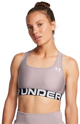 Under Armour HeatGear Authentics Damen-BH, mittelhoher Halt, Tetra Gray/White, L
