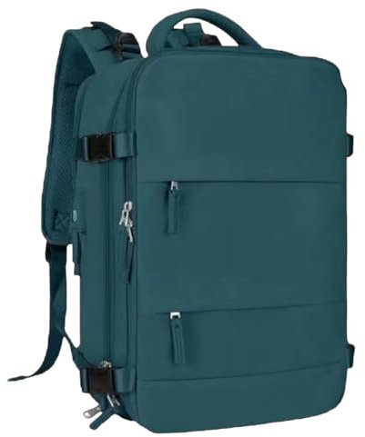 Mi Ko Mi Ka Mochila de Viaje Grande: Resistente al Agua, con Compartimento para Zapatos Separado, Puerto de Carga USB y Diseño Multifuncional Antirrobo. 2210 (Verde Oscuro)