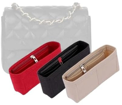 LinerLink Taschen-Organizer für Chanel Mini quadratische Tasche (Taschengröße: 17L x 13H x 8D cm), handgefertigter Taschenorganizer, individueller Tascheneinsatz, 2 mm Filztascheneinsatz,