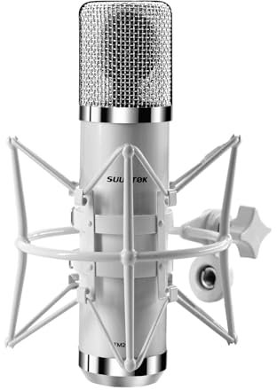 SUUNTOK Microphone à condensateur à tube XLR professionnel avec grand diaphragme de 34 mm, microphone d'enregistrement cardioïde pour ordinateur de jeu, PC TM251S, pour chant, baladodiffusion, YouTube
