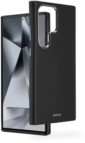 Hama Hülle für Samsung Galaxy S24 Ultra (Kunstleder, Metall, Elegante Handyhülle für Rückseite, extra Schutz für Kamera und Display, Wireless Charging kompatibel, weich, recycelt) schwarz