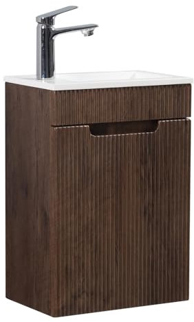 Ensemble de meubles de salle de bain Thermis 40 cm - Marron foncé - Meuble de salle de bain avec lavabo
