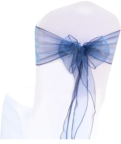 Rockreyoa Organza Stuhlschleifen & Stuhlschärpen – Stuhlband Deko mit Schleifen für Stuhlhussen, Bogen für Hochzeit, Bankett, Zeremonie, Geburtstagsfeier & Veranstaltungen Marineblau 25 Stück