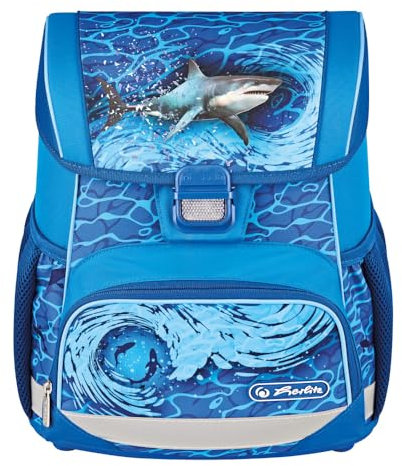 Herlitz Unisex Kinder Loop Blue Shark Schulranzen, Multicoloured, M