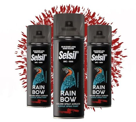DETERMONDO 3 Bombolette di Vernice Spray Acrilica 400ml Bombolette Spray Colorate Multiuso per Interni ed Esterni (Ral 3000 Rosso Fuoco)