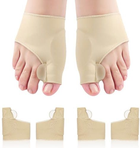 Fantasyon 4 Pcs Tutore Alluce Valgo Correttore, Correttore per alluce valgo, Di tutori per alluce valgo con cuscinetto in gel di silicone integrato per alleviare il dolore(41-45)