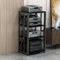 Beweglicher AV-Medienständer mit 3/4/5 Ebenen, Komponentenschrank, CD-Player-Ständer, Stereo-Audio-Rack-Turm, multifunktionales offenes Aufbewahrungsregal aus Holz for Zuhause/Büro/Theater(Color:Black