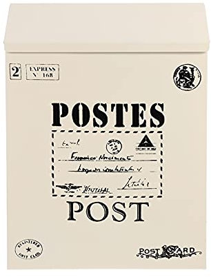 Cassetta Postale Vintage Da Montare a Parete in Ferro Bianco Con Serratura Decorazione Per Giardino E Ufficio Cassetta Per Lettere E Suggerimenti