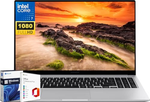 SAMSUNG Galaxy Book4 15.6 FHD Business Laptop 2024 PC, with Microsoft Office Lifetime License, Intel 10-core 7-150U (Beats i7-1335U), 16GB RAM, 512GB SSD, Fingerprint Reader, Backlit KB, Win 11 Pro