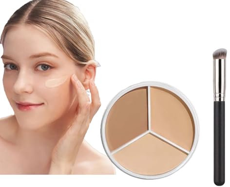 Concealer,Tri-Color Concealer Make Up,Full Cover Concealer Palette,Corrects Dark Circles Red Marks Scars,Full Cover Concealer Palette,Tri-Color Concealer Make Up (1PC, 15G)