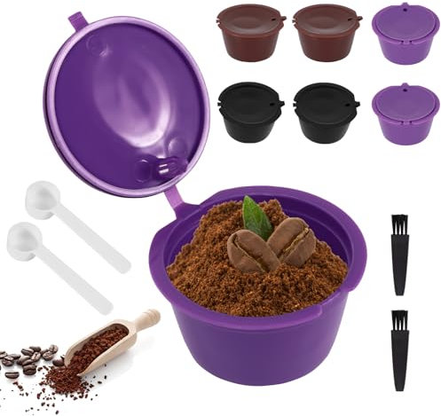 Cápsulas Filtros De Café, 6 Piezas Cápsulas De Café Recargables Capsulas Reutilizables Para Cafetera, Capsulas Reutilizables dolce gusto (Marrón+morado+Negro)