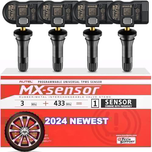 Autel Sensor TPMS 2in1 315MHz + 433MHz MX-Sensor, 1-Sensor Press-in Tire Pressure Monitor System Sensor, OE-Level Programmable & Cloneable Wireless TPMS Sensor for All Vehicles (Rubber Valve, 4PCS)