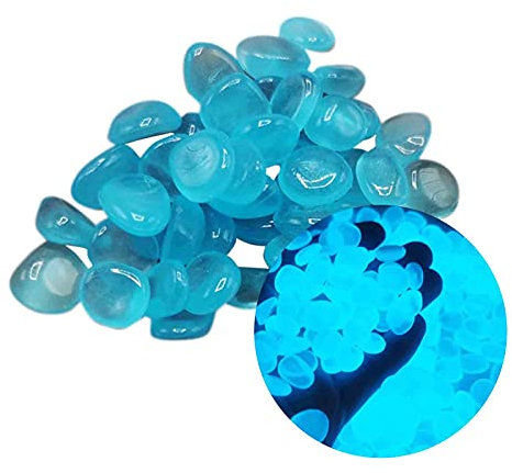 Generisch Leuchtende Aquarien die Kieselsteine im Dekor für Garden Stones Light 300PCS Stones Home Dekor Kieselsteine Flach Für Bilder (Lake Blue, One Size)