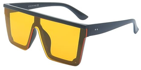 FOURCHEN Square Oversized Sunglasses for Women Men Fashion Flat Top Big Frame Shades (black yellow)