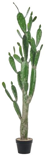 Plante Artificielle en Pot en Plastique 150 cm Décoration Intérieur Opuntia Cactus