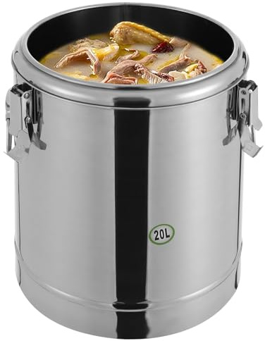 RjcdOPL Récipient Isotherme de Transport Professionnel 20 L, Marmite Isotherme à Soupe Inox 304, Isolation 12 H, Couvercle Hermétique, Pour Restaurants, Pique-niques, Cuisine