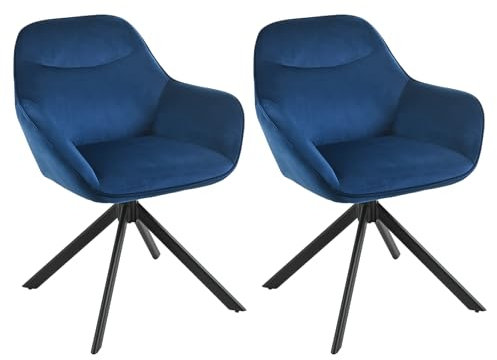 Goeurvant Esszimmerstühle drehbar mit Armlehnen 2er Set Samt Polsterstuhl Drehstuhl Küchenstuhl drehbarer Stühle Esszimmer mit Metallbeine und Rückenlehne für Wohnzimmer Esszimmer Dunkelblau