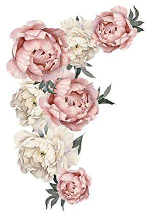 Hemobllo Romantischer Pfingstrosen Wandsticker Selbstklebend Langlebig Rückstandsfrei Abziehbar Für Wohnzimmer Küche Kinderzimmer Und Büro Florale Wanddekoration Für Stilvolle Wohnräume