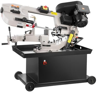 VEVOR Scie à Ruban pour Métaux Horizontale Verticale, Capacité de Coupe Rectangulaire 177 x 210 mm, avec Moteur 1,1 kW, Réglage de l'Angle 0-45°, avec Vitesse Variable, pour Métal, Bois, Plastique