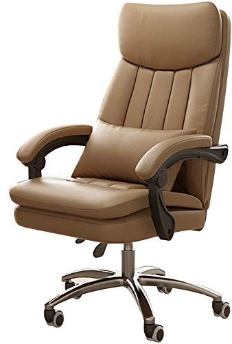 ShAzanz Bürostühle Design Bürostuhl Chefsessel Ergonomisch Studienstuhl PU-Leder Spielstuhl Neigungswinkel 180 ° Komfort mit hohem Rücken zum Männer Frauen(Beige)