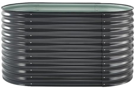 HORI Hochbeet aus Aluminium in anthrazit | Modernes rundes Hochbeet für Garten & Terrasse | Wetterfest, verzinkt & stabil | für Pflanzen & Kräuter | einfache Montage Größe: 160 x 80 x 82