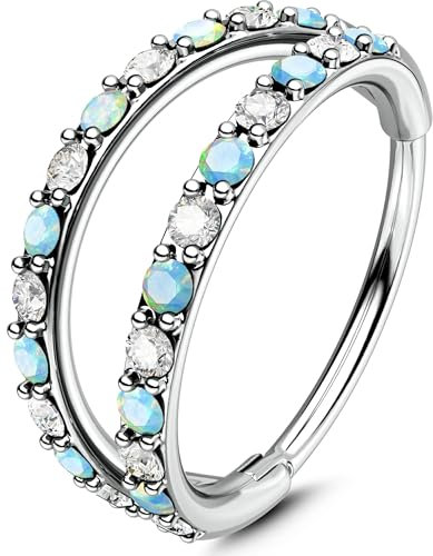 OUFER Body Piercing Nose Ring Hoop 20G Nasenpiercing 316L Stainless Steel Nasen Ring Clicker Hoops Nostril Piercing 6/7/8mm Helix Tragus Daith Snug Cartilage Body Piercing Jewelry Women